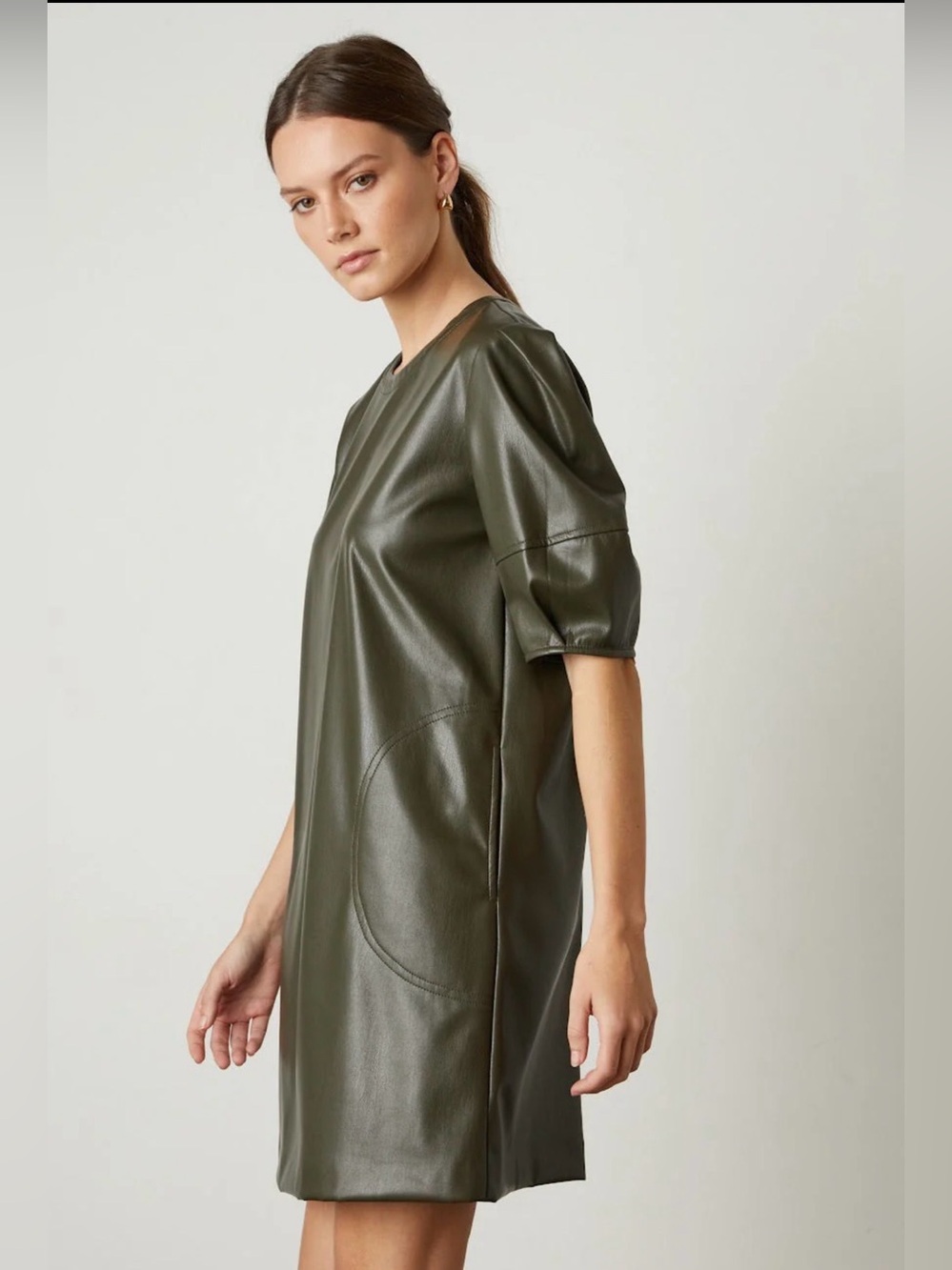 Velvet by GRAHAM & SPENCER Ashlee Vegan Leather Dress - Olive Size M